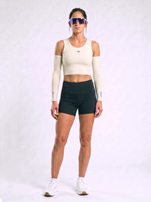 Sleaved Crop Racer — Ivory
