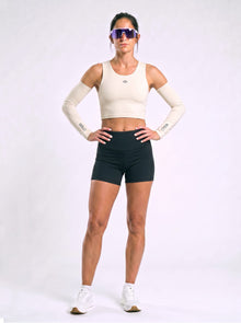 Sleaved Crop Racer — Ivory