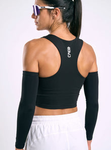 Sleaved Crop Racer — Black