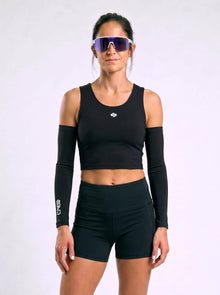 Sleaved Crop Racer — Black