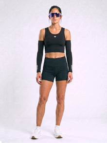 Sleaved Crop Racer — Black